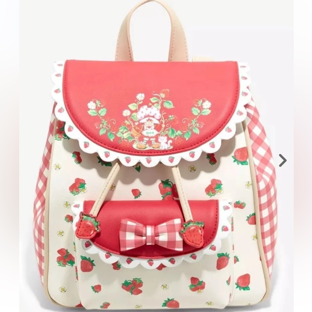 Strawberry Shortcake Gingham Check Plaid Mini Backpack Bag - Picture 1 of 9